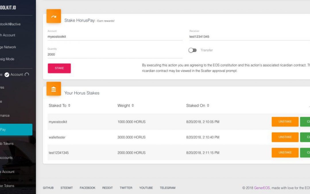 Horus Pay now on EOSToolKit – New Features